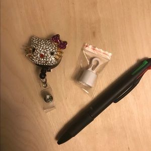Hello kitty retractable badge with extras